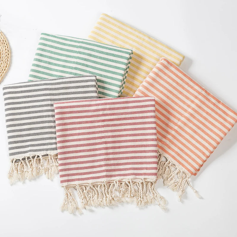 Fouta rayée 100 % coton, 100 × 180 cm