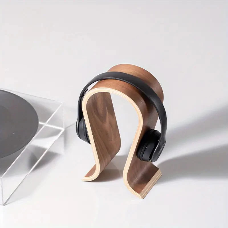 Support de casque en bois en U