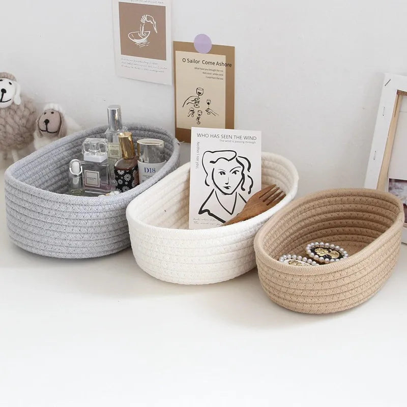 Panier en corde de coton tressée
