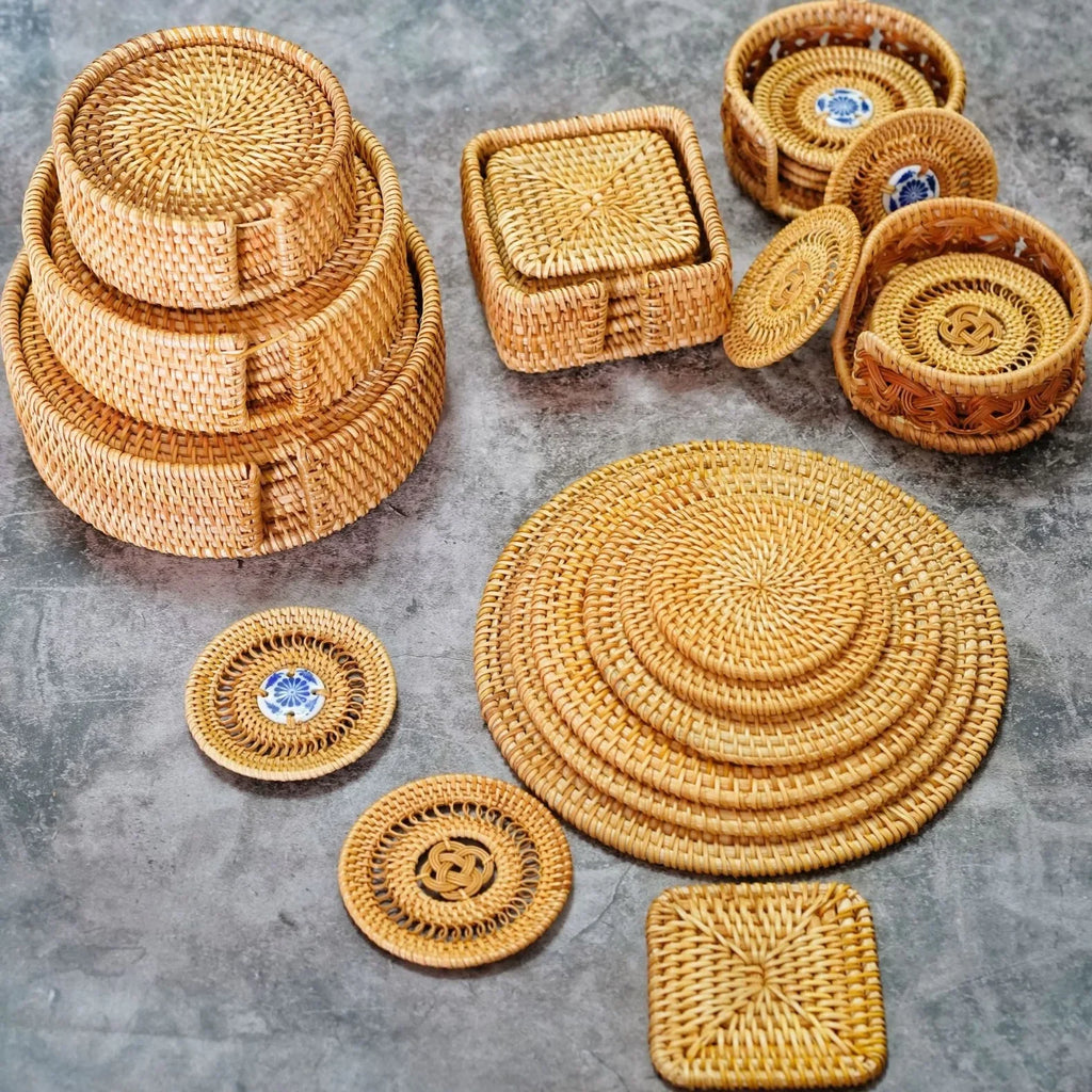 Set de 6 dessous de verre en rotin