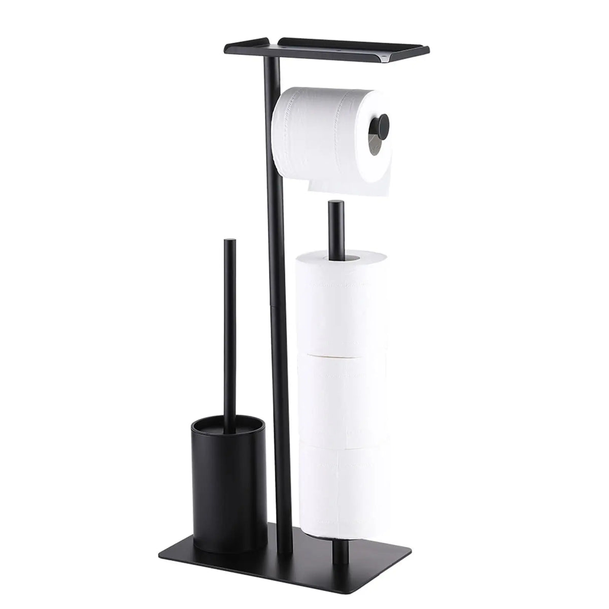 Ensemble WC sur pied, porte-rouleau et brosse, noir