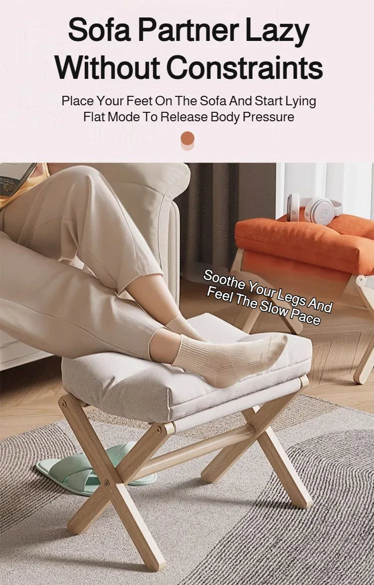 Repose-pieds pliant en bois massif