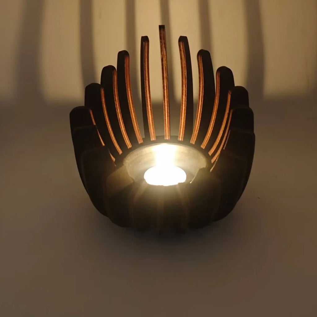 Bougeoir lotus en bois fait main
