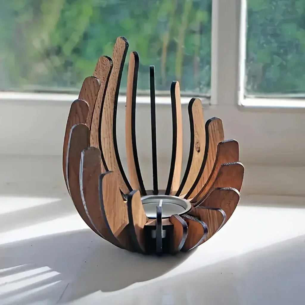 Bougeoir lotus en bois fait main
