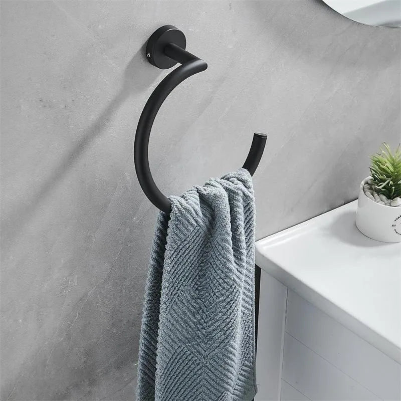 Anneau porte-serviette rond noir