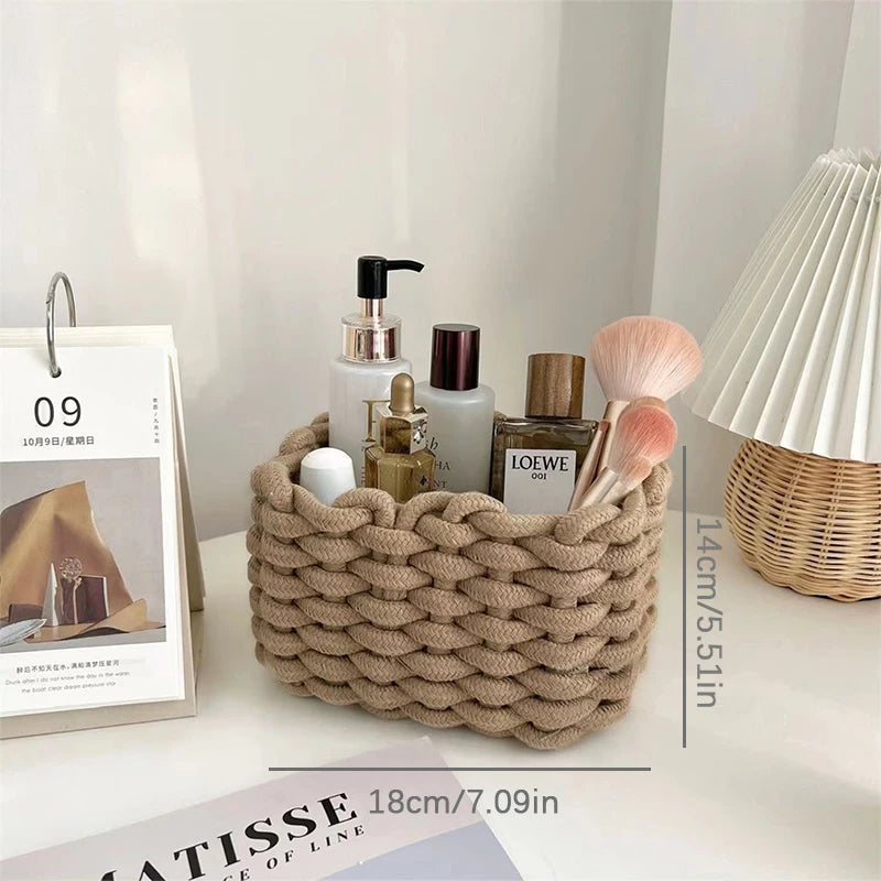 Grand panier en corde de coton fait main