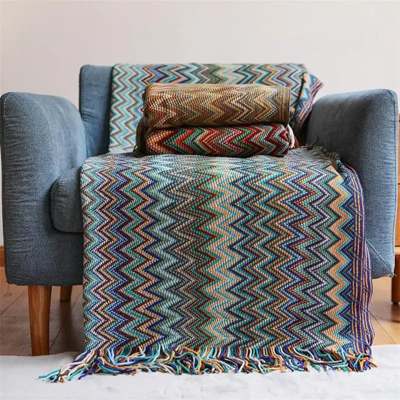 Plaid tricoté main