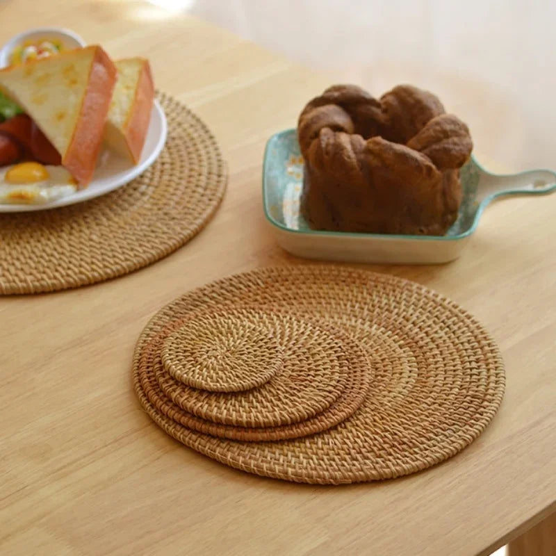 Set de 6 dessous de verre en rotin