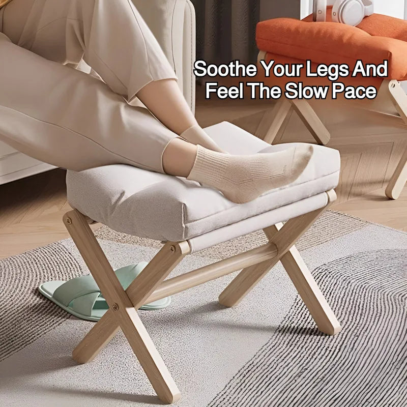 Repose-pieds pliant en bois massif