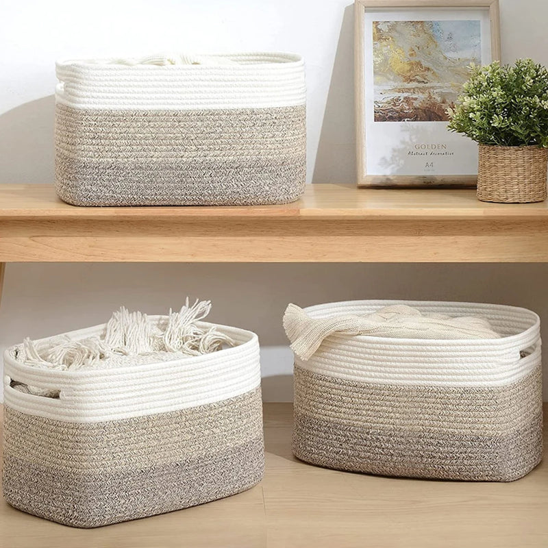 Panier de rangement en corde de coton tressée