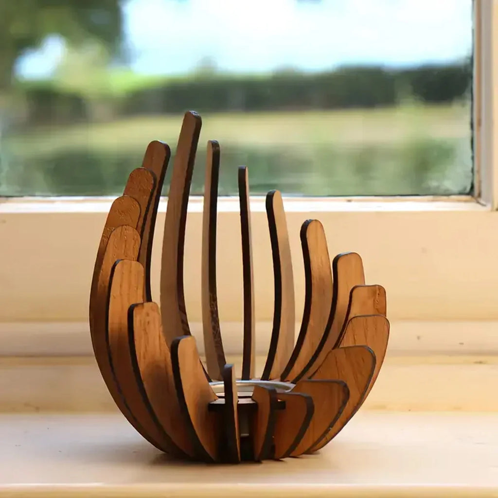 Bougeoir lotus en bois fait main