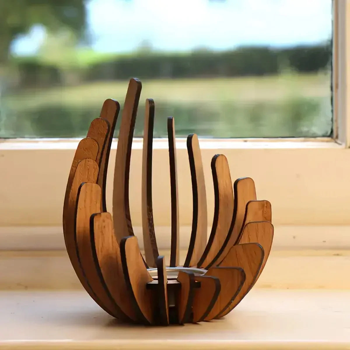 Bougeoir lotus en bois fait main