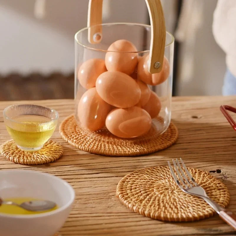 Set de 6 dessous de verre en rotin