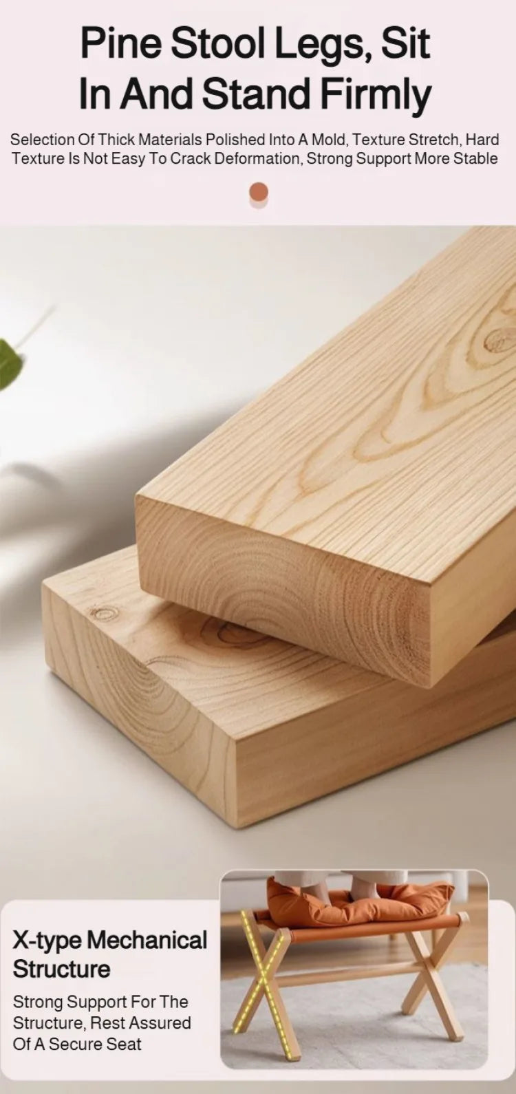 Repose-pieds pliant en bois massif