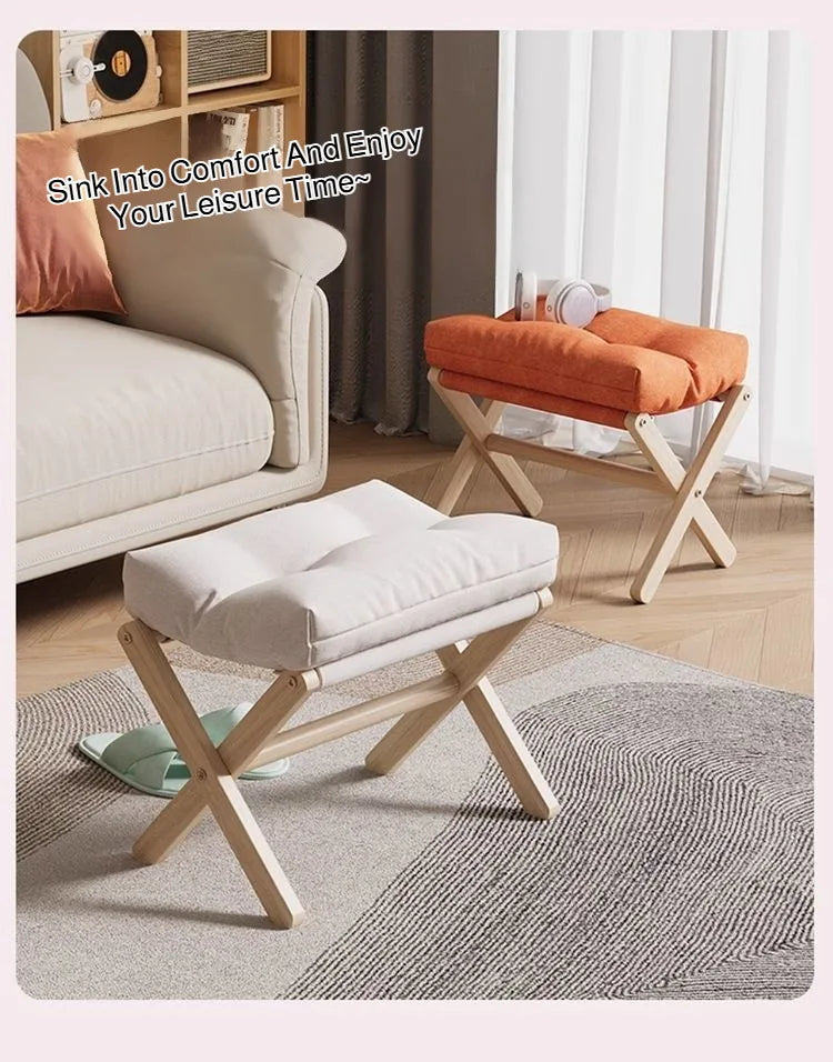 Repose-pieds pliant en bois massif