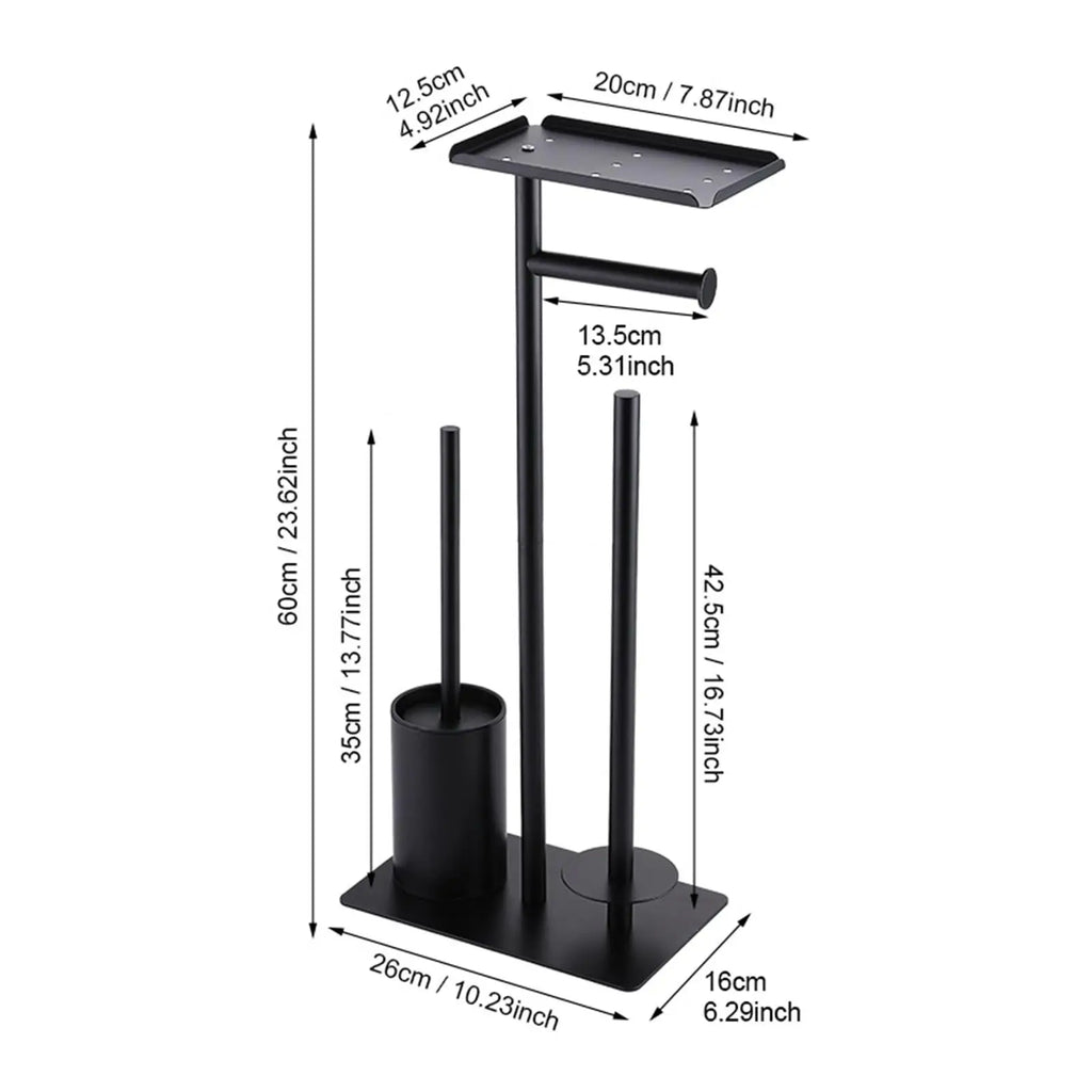 Ensemble WC sur pied, porte-rouleau et brosse, noir