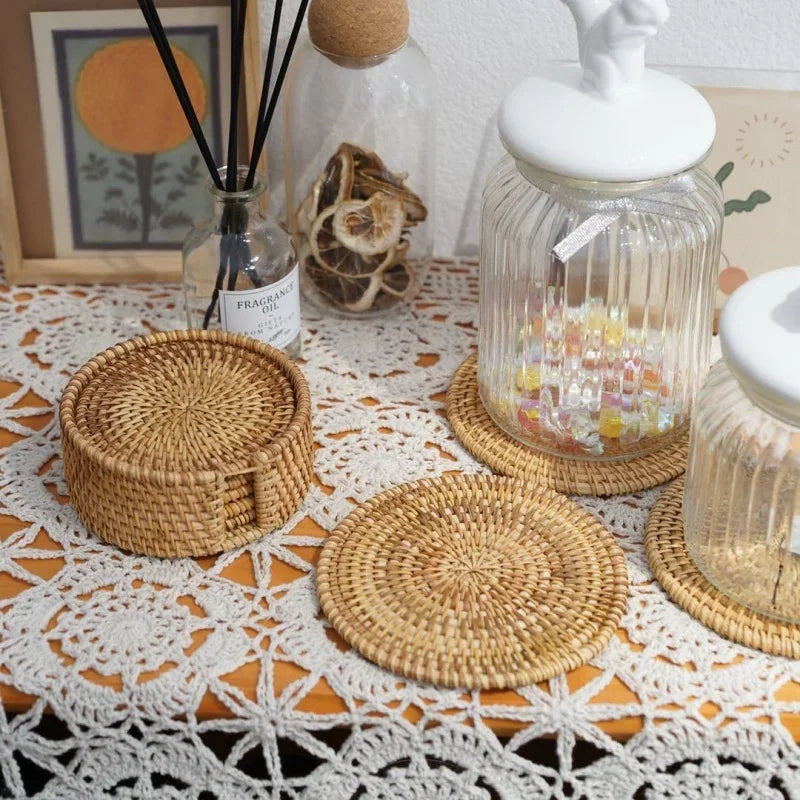 Set de 6 dessous de verre en rotin
