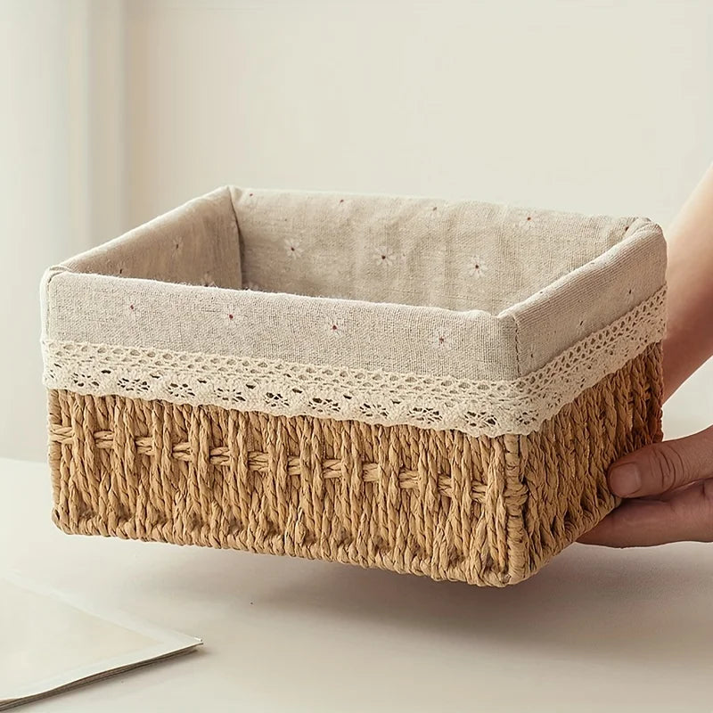 Panier de rangement en rotin fait main