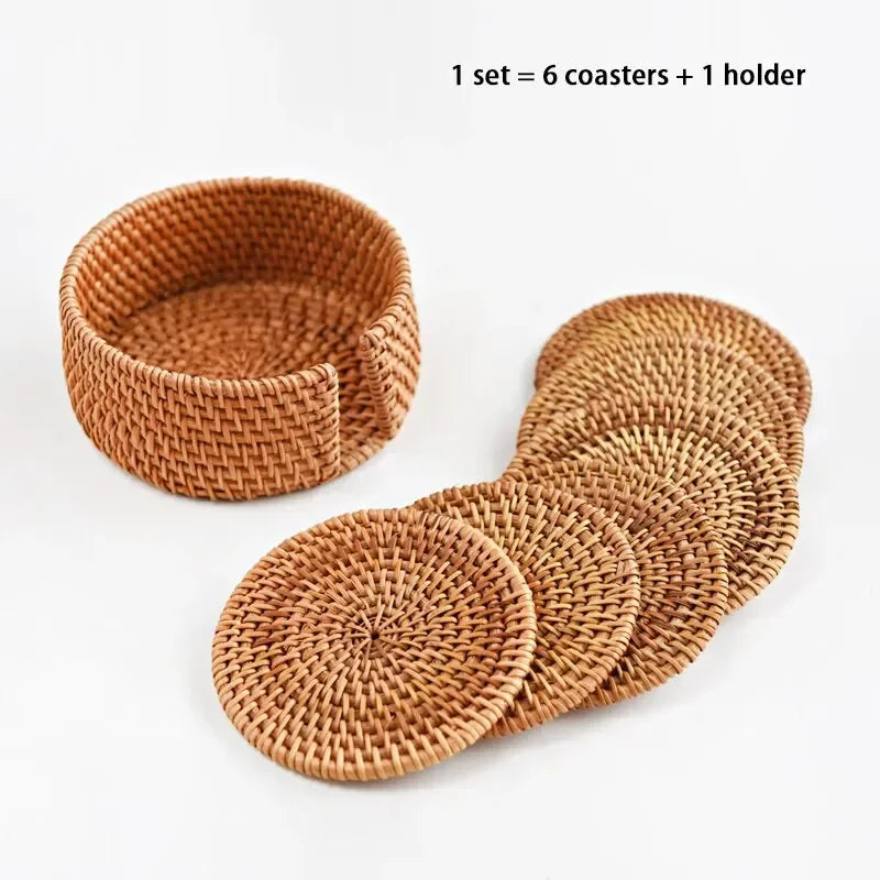 Set de 6 dessous de verre en rotin