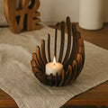 Bougeoir lotus en bois fait main