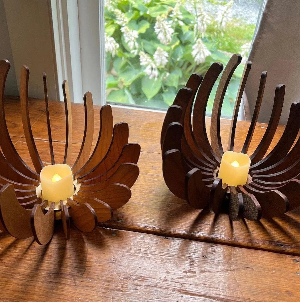 Bougeoir lotus en bois fait main
