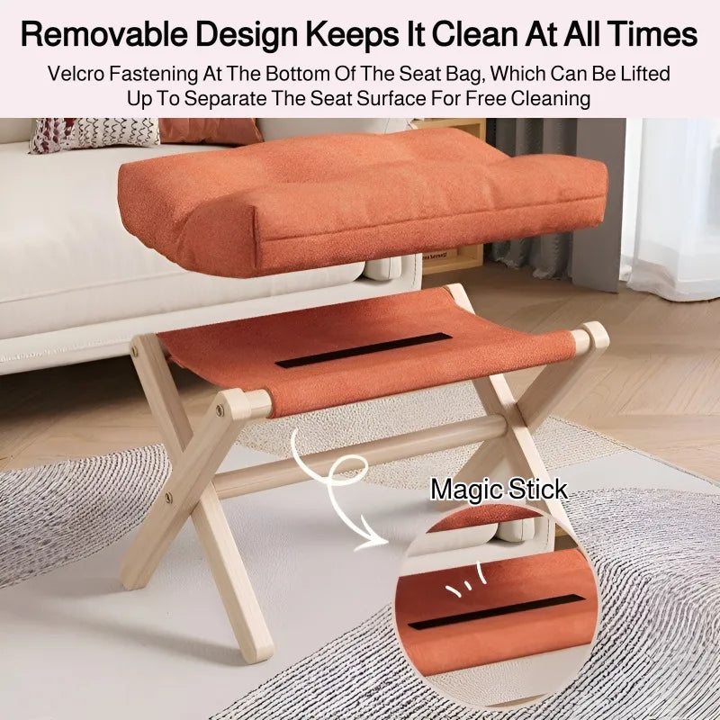 Repose-pieds pliant en bois massif