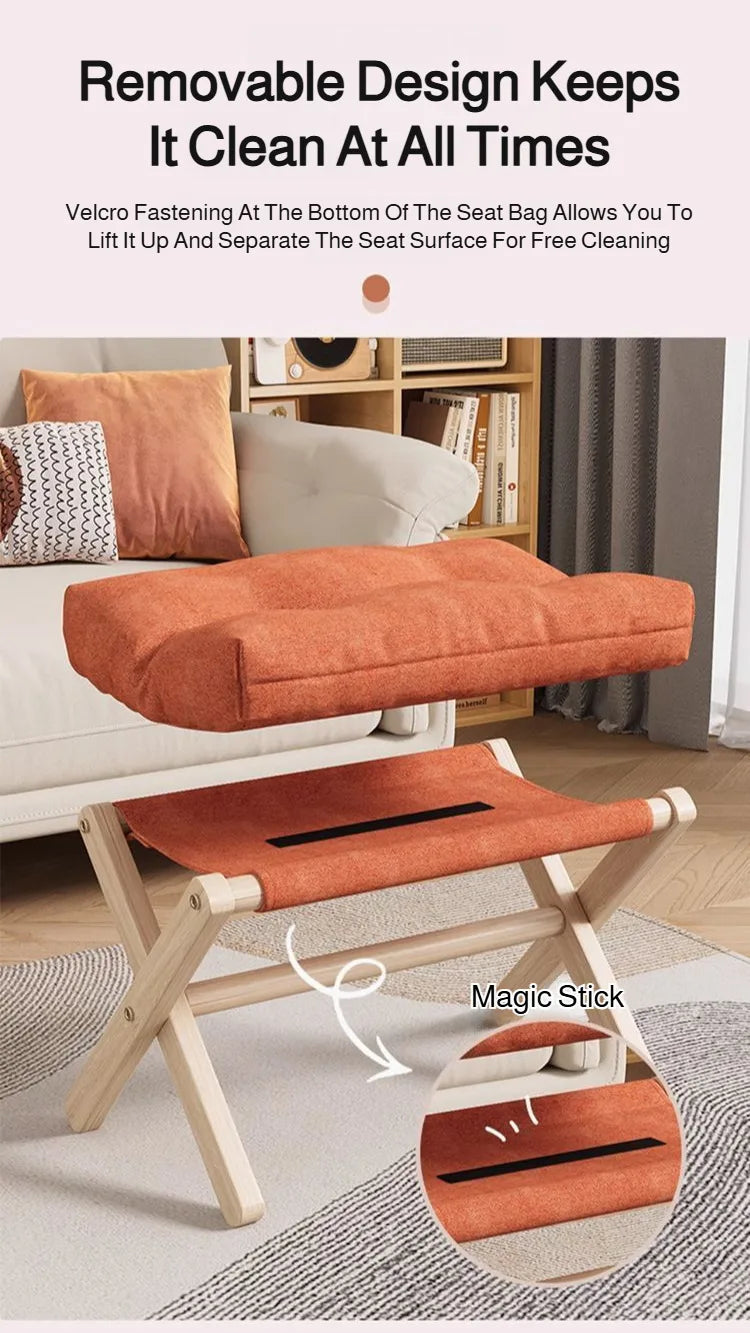 Repose-pieds pliant en bois massif