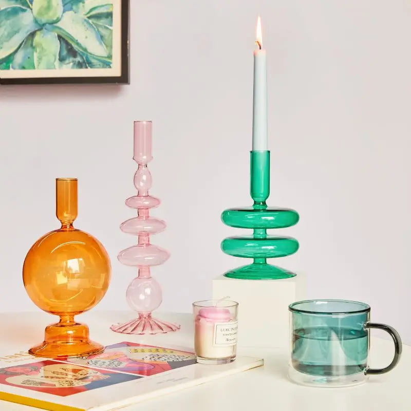 Bougeoirs en verre pour chandelles